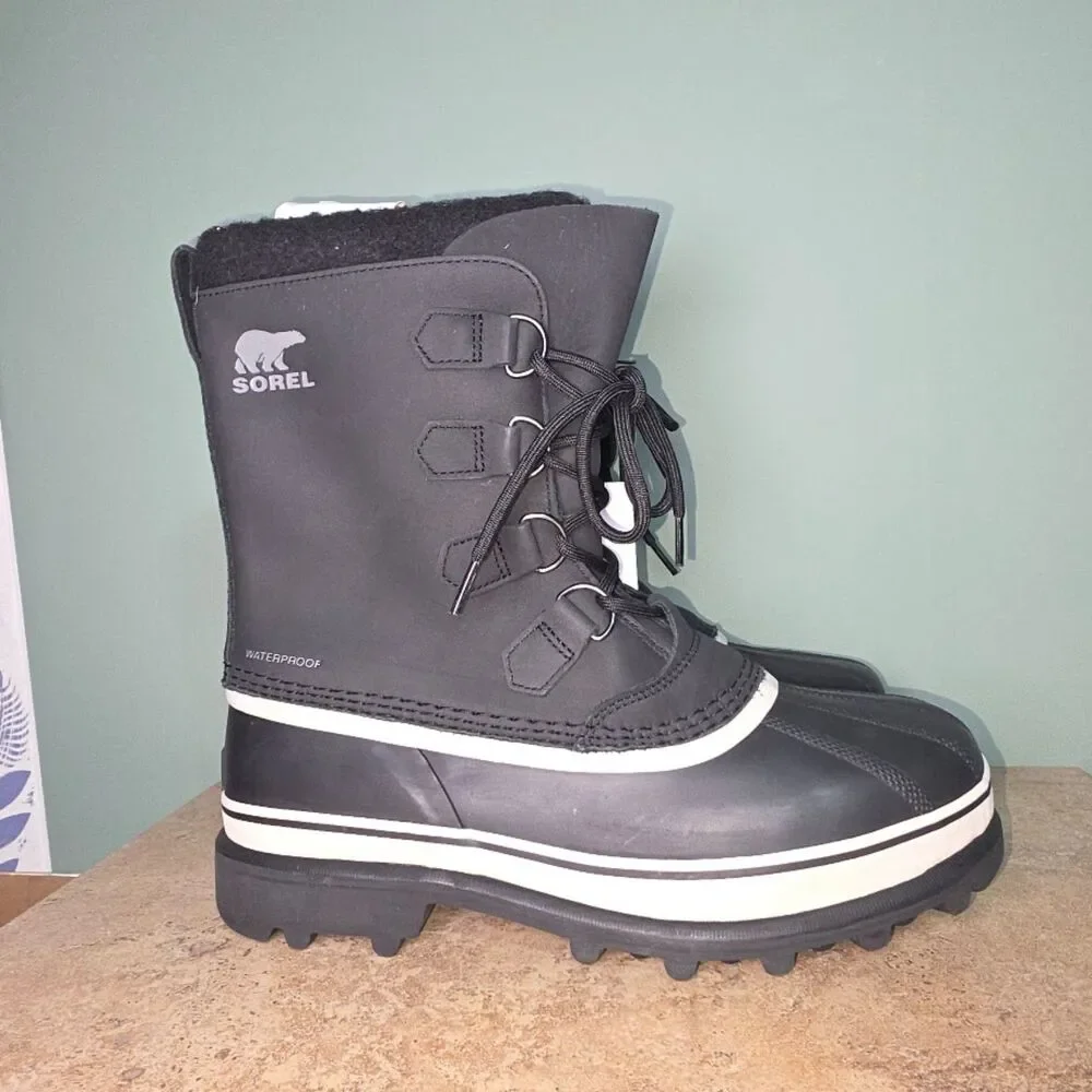 ❄️ NIB Sorel Men’s Caribou Waterproof Winter Boots 9 blk/blk